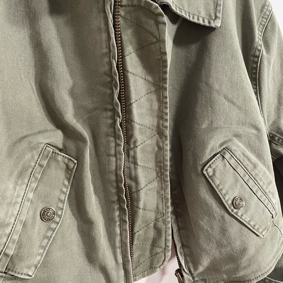 Sam Edelman Cropped Moto Jacket XS -army green - Picture 9 of 15